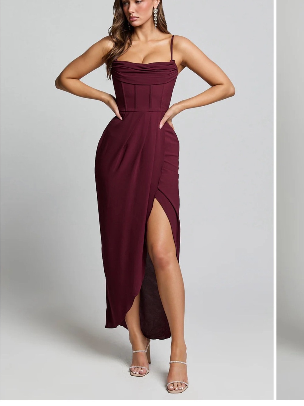 Showpo Wine Red High-Low Spaghetti Strap Midi Dress